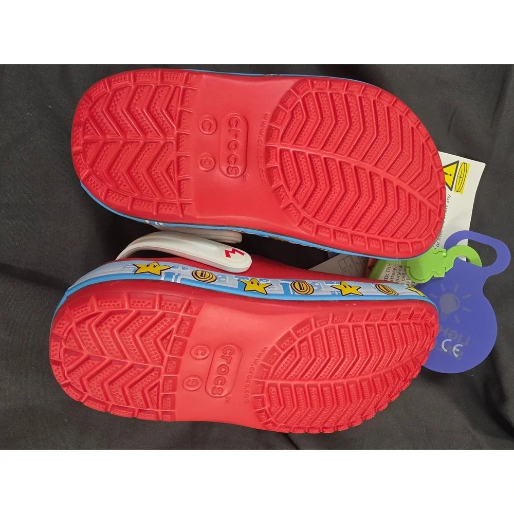 Crocs Fun Lab Super Mario Lights Clog Red Toddler C9 207058-8C1 Light Up Shoes